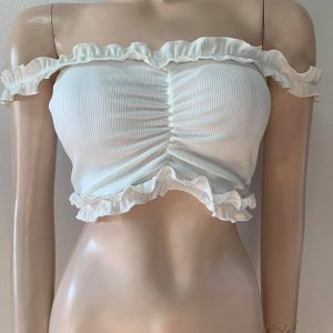 TOP CROP FRUNCIDO BLANCO