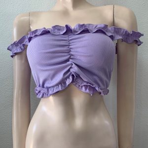 TOP CROP FRUNCIDO LILA