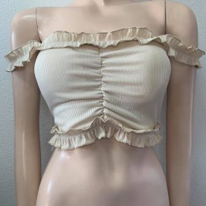 TOP CROP FRUNCIDO BEIGE