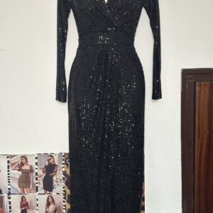 VESTIDO LARGO LENTEJUELAS NEGRO