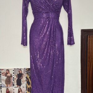 VESTIDO LARGO LENTEJUELAS MORADO